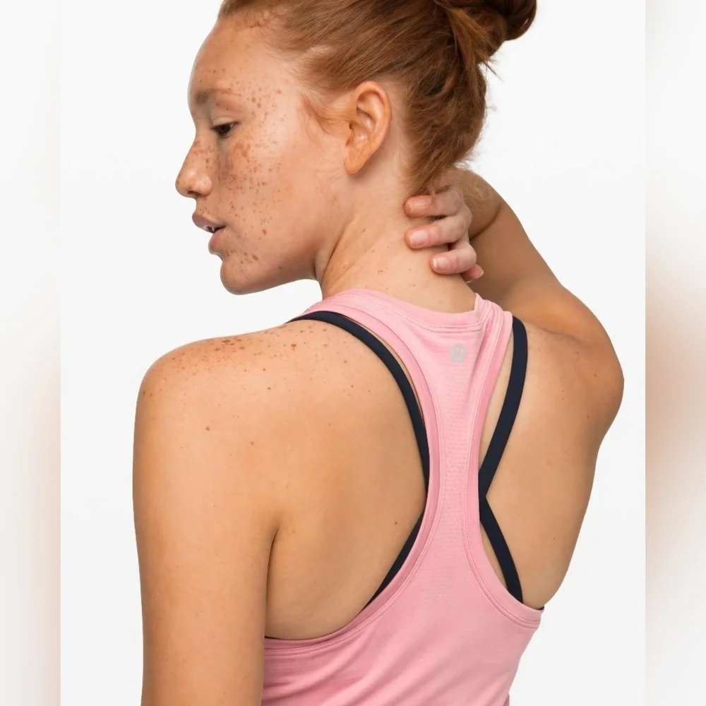Lululemon Athletica Swiftly Speed Soft Pink Tank With Cinched Sides